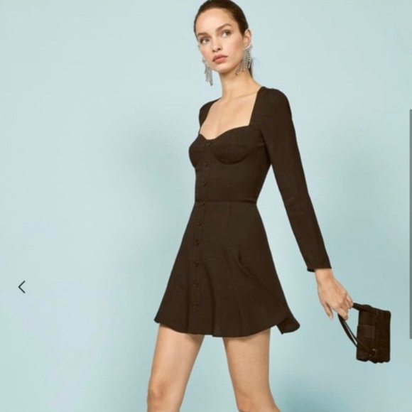 REFORMATION Milla Dress in Black Size 4 no flaws - Picture 2 of 7